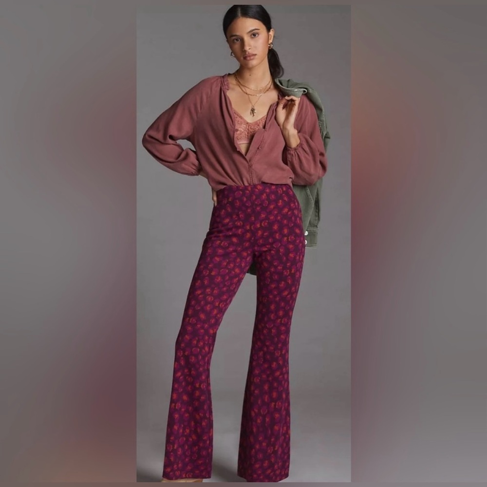 Anthropologie Purple and Orange Animal Print Trousers Size XS sku#83